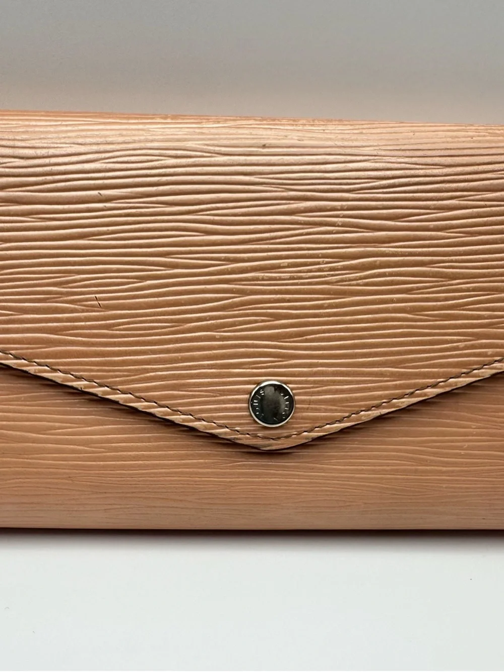 Louis Vuitton Sarah Blush Epi Leather Envelope Wallet with Branded Snap